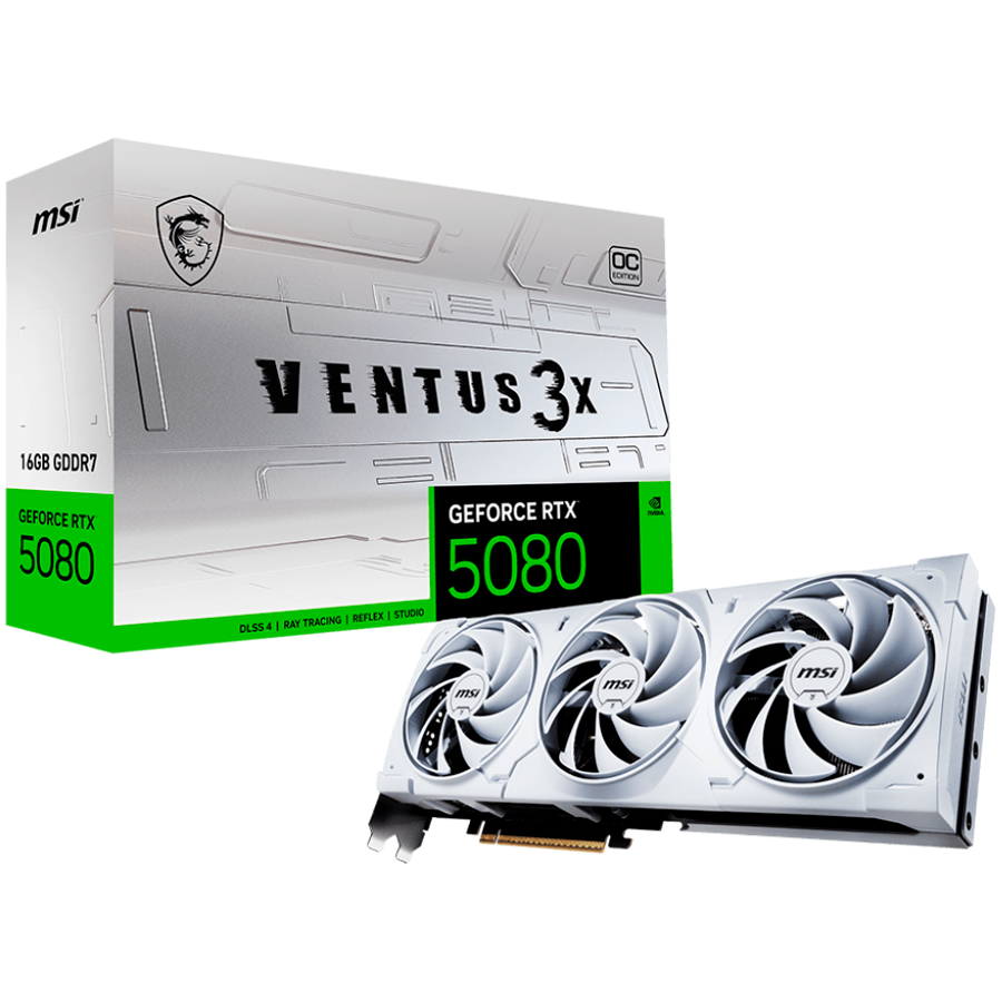 Видео карта MSI Nvidia GeForce RTX 5080 16G VENTUS 3X OC WHITE, 16GB GDDR7, 256bit
