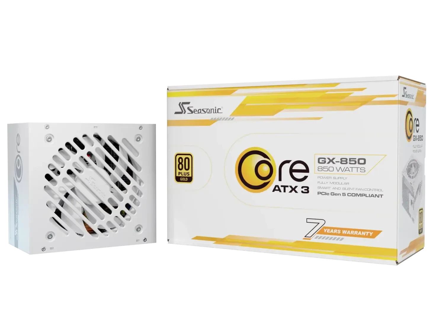 Захранване Seasonic CORE GX-850 V2 White, ATX 3.1 850W Gold, Full Modular, PCIe 5.1 - SRP-CGX851-A5A32SF-WH