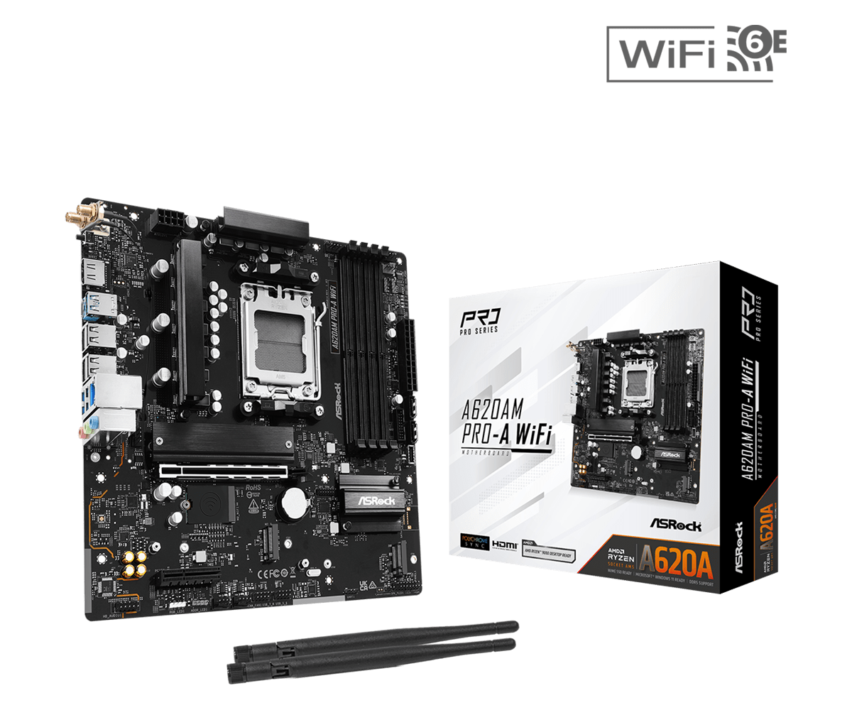 Дънна платка AsRock A620AM PRO-A WIFI, AM5
