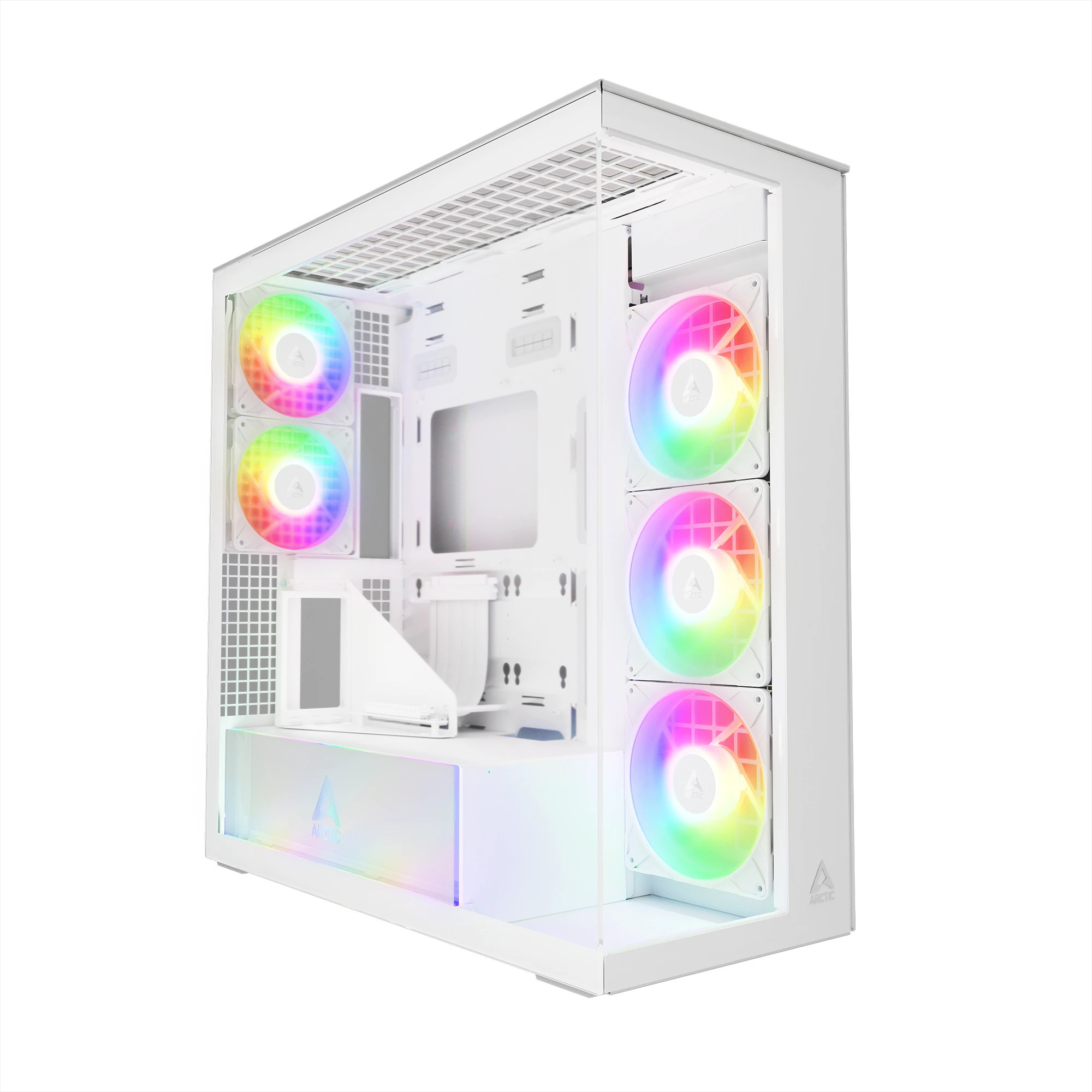 Кутия за компютър Arctic Xtender VG White, E-ATX, PCIe Gen 4 riser included, 5 A-RGB Fans included - ACPCC00017A