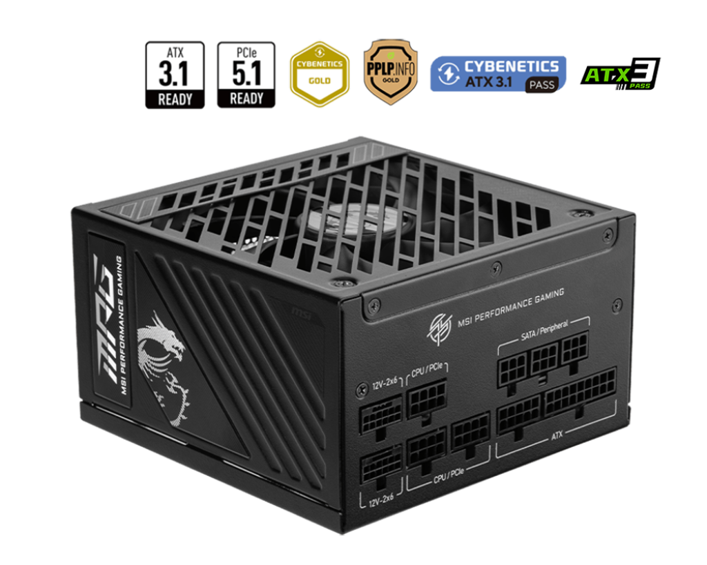 Модулно захранване MSI PSU MPG A1000GS PCIE5, 80 PLUS Gold, PCIe 5.1 Cables, ATX 3.1 - 306-7ZPFY11-CE0