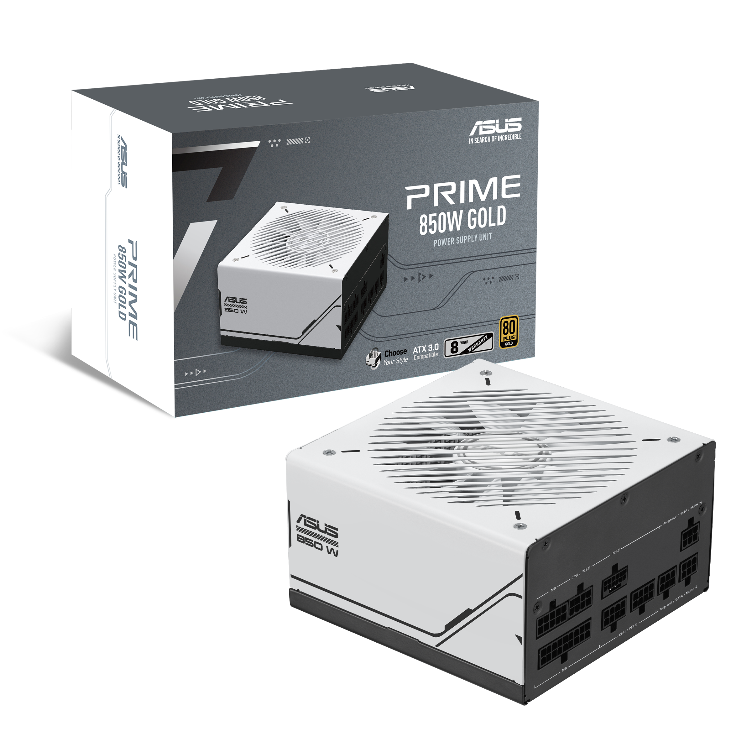 Модулно захранване Asus PRIME 850W, 80  Gold PCIe 5.1 - 90YE00U0-B0NA00