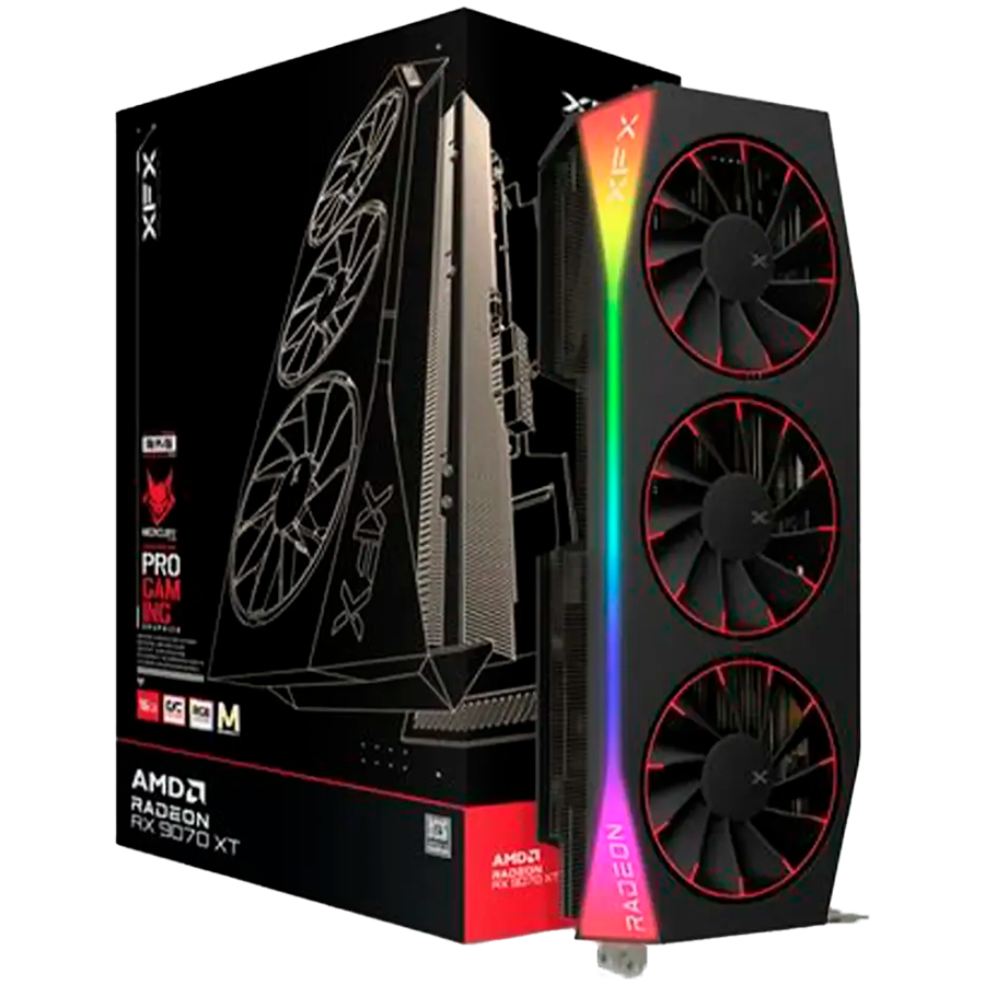 Видео карта XFX Mercury AMD Radeon RX 9070XT OC Magnetic Air Edition with RGB 16GB GDDR6, 256bit - RX-97TMARGB9