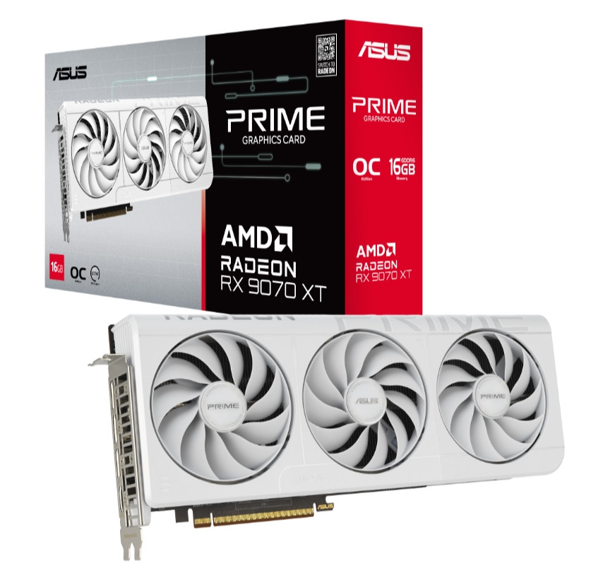 Видео карта Asus Prime RX 9070XT 16GB GDDR6 OC White,  256bit - 90YV0L75-M0NA00