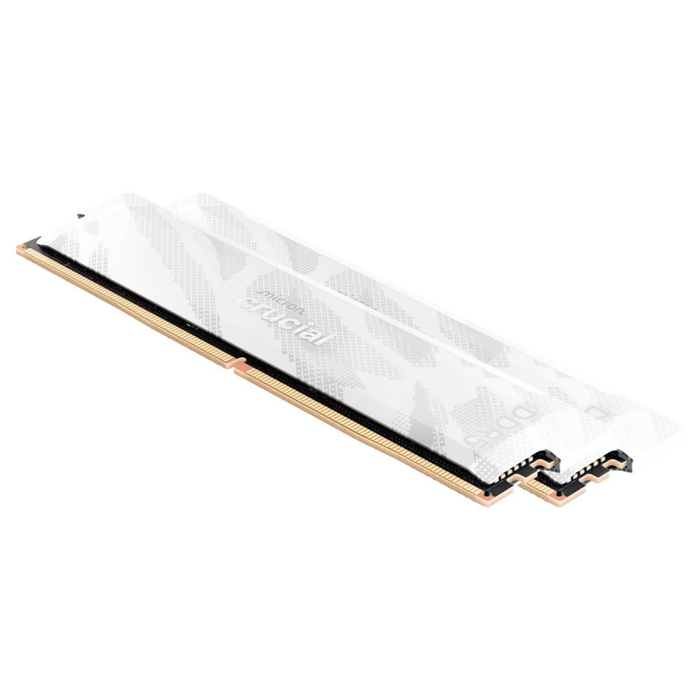 RAM памет Crucial 32GB(2X16GB) DDR5 6400MHz Pro OC, UDIMM CL32, White, Intel XMP, AMD Expo - CP2K16G64C32U5W