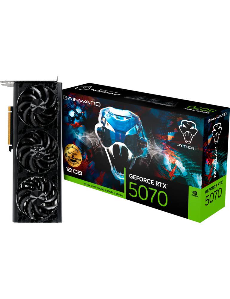Видео карта GAINWARD GeForce RTX 5070 Python III OC, 12GB GDDR7, 192-bit, 2325MHz, 1x HDMI 2.1b, 3x DP 2.1b - NE75070S19K9-GB2050T - 1