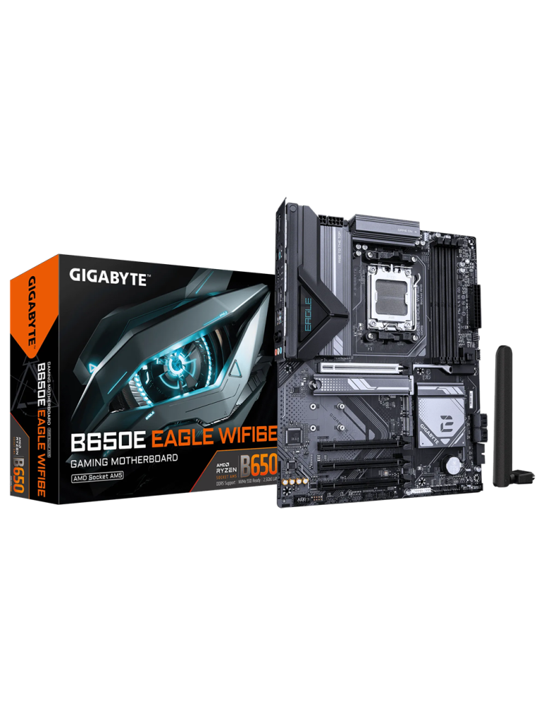 Дънна платка GIGABYTE B650E EAGLE WiFi6E, AMD Socket AM5, DDR5, ATX, Wi-Fi 6E, 2.5GbE LAN - B650E EAGLE WF6E - 1