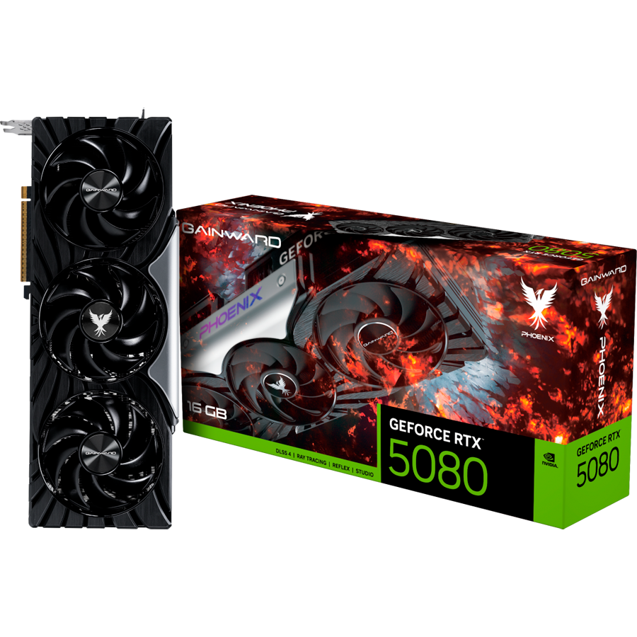Видео карта GAINWARD GeForce RTX 5080 Phoenix, 16GB GDDR7 256-bit, 1x HDMI 2.1b, 3x DP 2.1b - NE75080019T2-GB2031X
