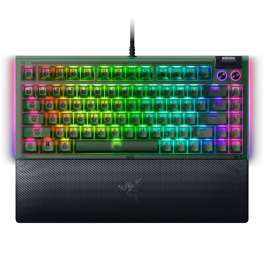Механична гейминг клавиатура Razer BlackWidow V4 75%, 75% механична, USB тип C, Razer Chroma RGB, 8000Hz, Phantom Green - RZ03-05003300-R3M1 - 1