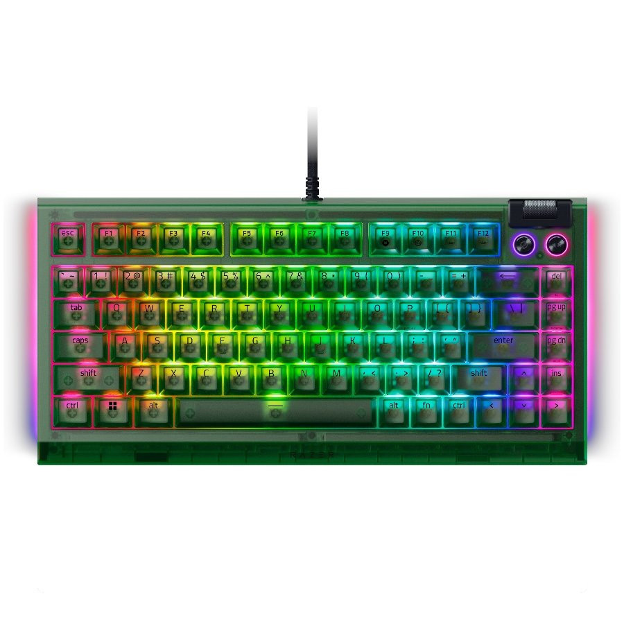 Механична гейминг клавиатура Razer BlackWidow V4 75%, 75% механична, USB тип C, Razer Chroma RGB, 8000Hz, Phantom Green - RZ03-05003300-R3M1 - 5