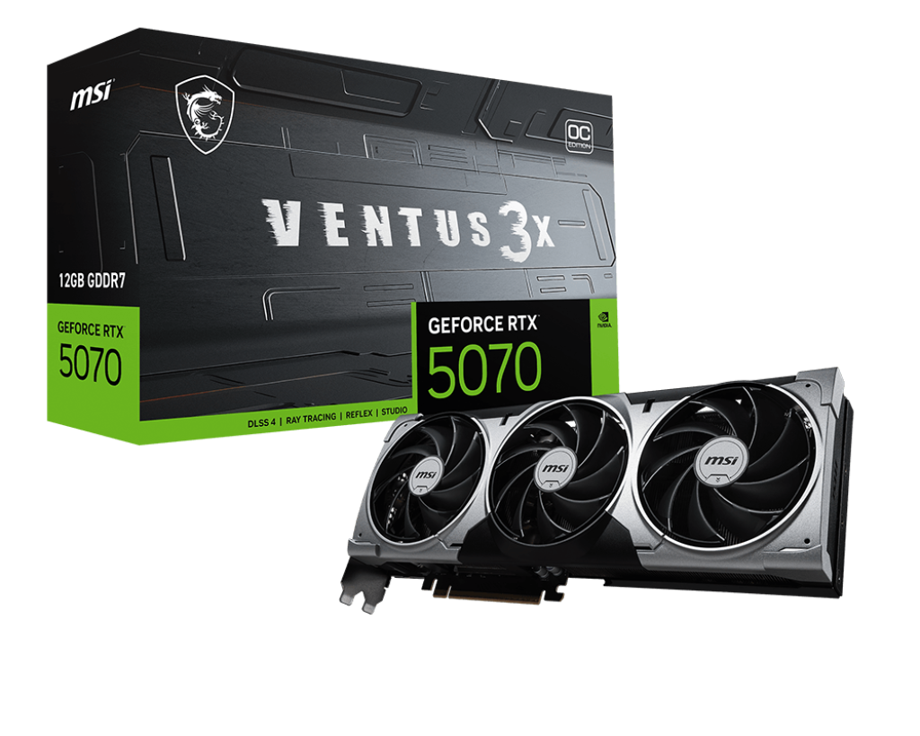 Видео карта MSI GeForce RTX 5070 VENTUS 3X OC, 12GB GDDR7 192-bit, PCI-E Gen 5, 2557MHz - 912-V532-204