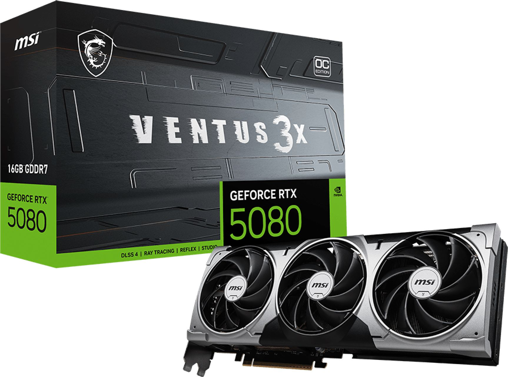 Видео карта MSI GeForce RTX 5080 VENTUS 3X OC, 16GB GDDR7 - 912-V531-428
