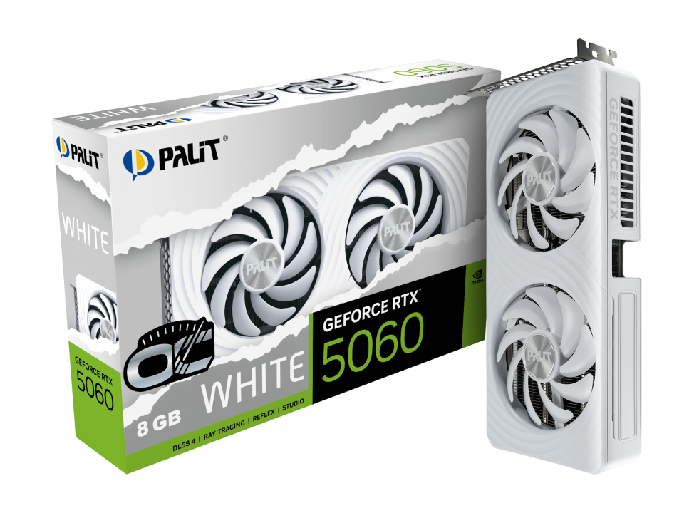 Видео карта PALIT GeForce RTX 5060 WHITE OC, 8GB GDDR7 128-bit, PCI-E 5.0, 2280MHz, 145W - NE75060U19P1-GB2063M - 6