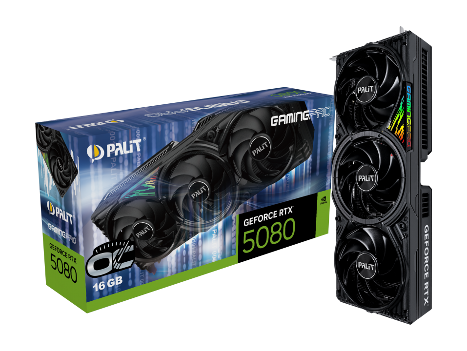 Видео карта PALIT RTX 5080 GamingPro OC, 16GB GDDR7 256-bit, PCI-E 5.0, 10752 CUDA Cores, 2700MHz Boost - NE75080S19T2-GB2031A - 1