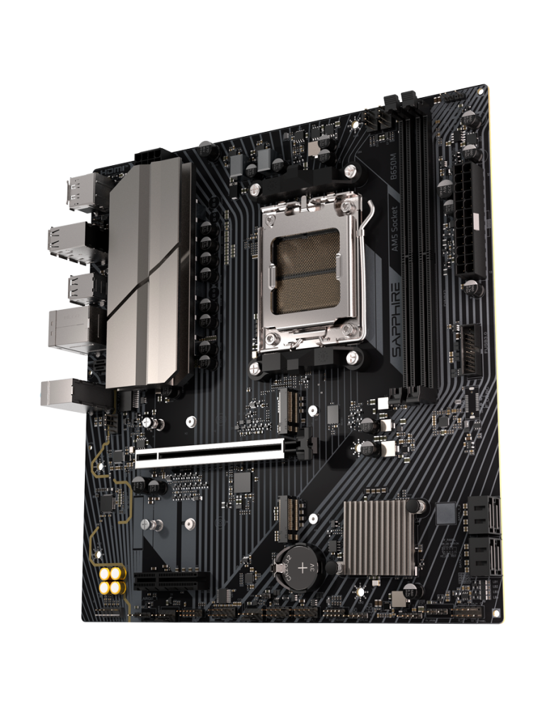 Дънна платка SAPPHIRE AMD B650M-E, Socket AM5, Micro-ATX, 2x DDR5 7600MHz, PCIe 4.0 x16, 2x M.2, LAN 2.5Gbps - 52112-04-40G - 3