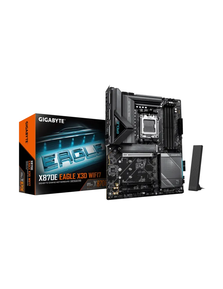 Дънна платка GIGABYTE X870E EAGLE X WiFi7, AMD Socket AM5, DDR5 поддръжка, PCIe 5.0, Wi-Fi 7  - 1