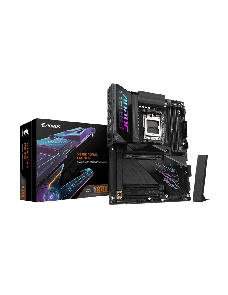Дънна плата GIGABYTE AORUS PRO X870E, AM5, PCIe 5.0, 4x DDR5 DIMM до 256GB, Wi-Fi 7, 5GbE LAN  - 1