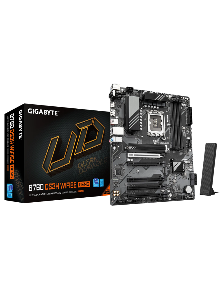 Дънна платка GIGABYTE B760 DS3H WiFi6E GEN5, LGA1700, Intel B760, DDR5, PCIe 5.0, Wi-Fi 6E - 1