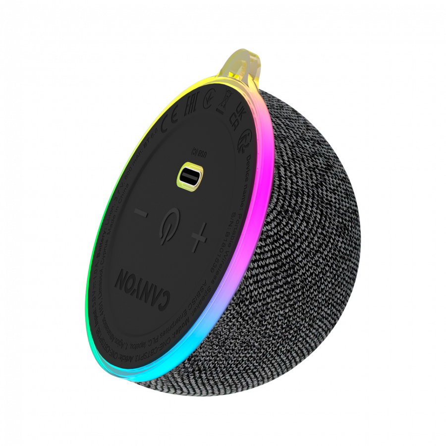 Преносима Bluetooth колонка CANYON OnMove 13, 5W, Magnetic Mount, RGB Light, Bluetooth 6.0, 600mAh - CNE-CBTSP13B - 1