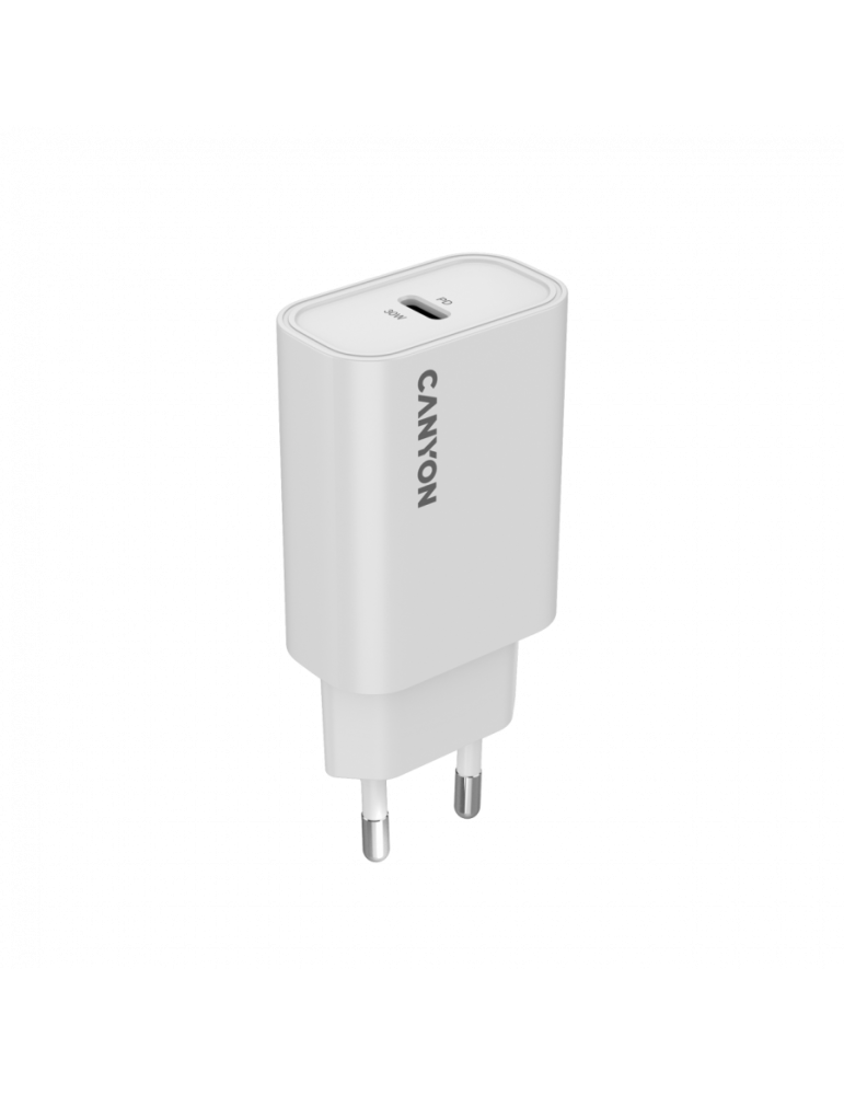 Захранващ адаптер CANYON OnCharge 30CL, 30W USB-C PD, AC 100-240V - CNE-CHA30CLW - 1
