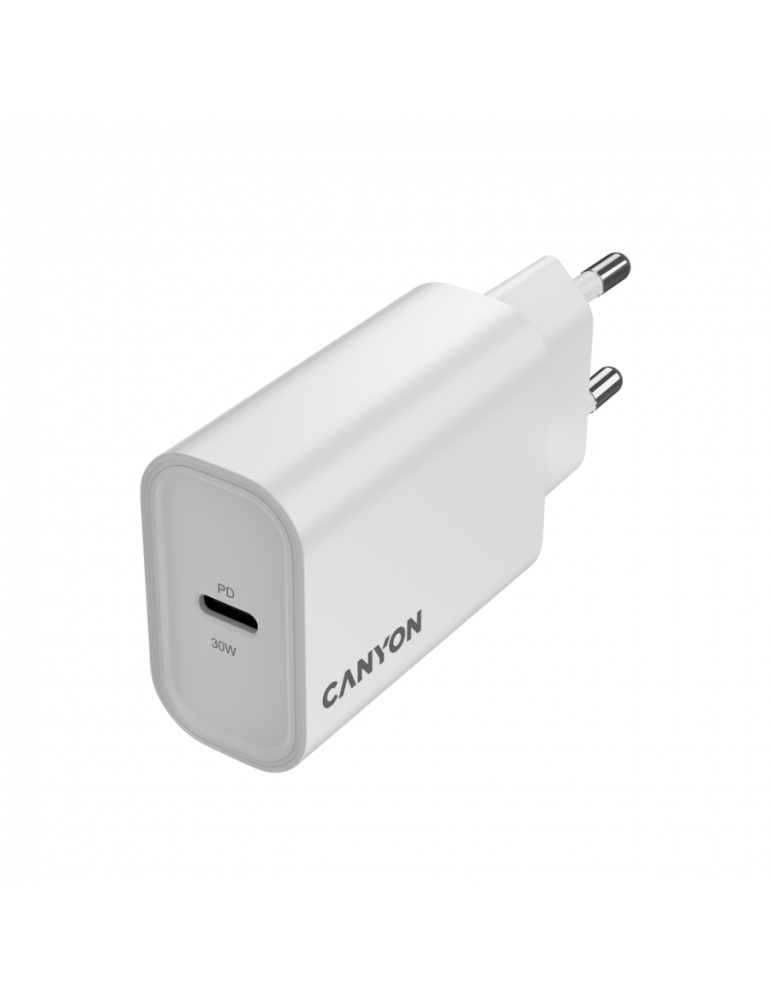 Захранващ адаптер CANYON OnCharge 30CL, 30W USB-C PD, AC 100-240V - CNE-CHA30CLW - 3