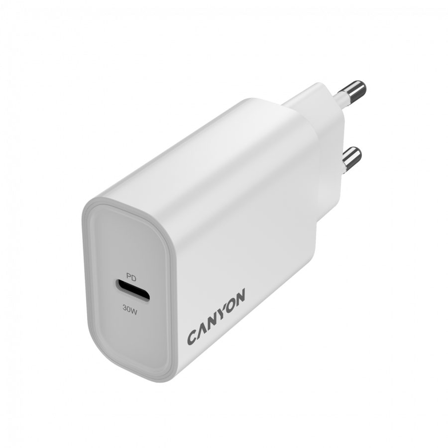 Захранващ адаптер CANYON OnCharge 30CL, 30W USB-C PD, AC 100-240V - CNE-CHA30CLW - 3