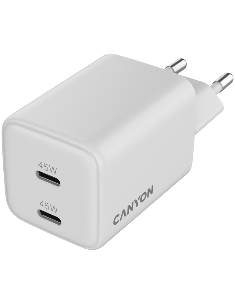 Зарядно устройство CANYON CU45CC, 45W 2xUSB-C PD/PPS GaN, EU - CNS-CUW45CC - 4