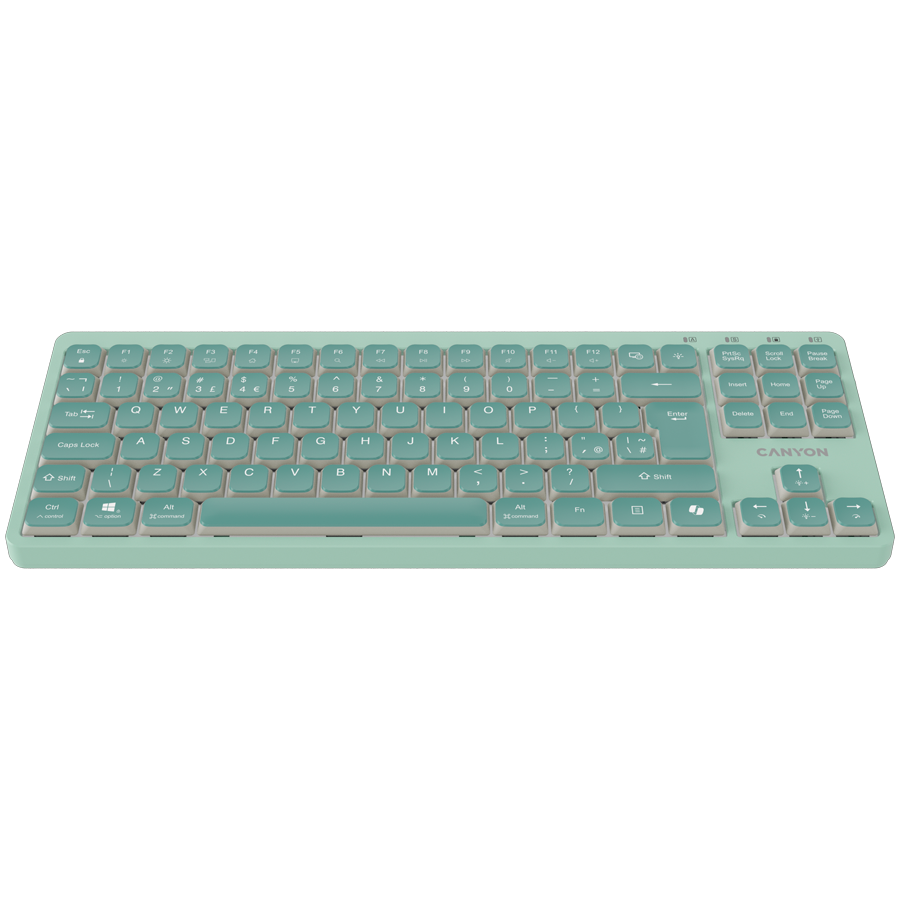 Механична TKL геймърска клавиатура с нископрофилни суичове CANYON OnType 10 TKL, 90 клавиша, LED подсветка, USB кабел 1.8м, Зелена - CNS-HKB10GR - 2