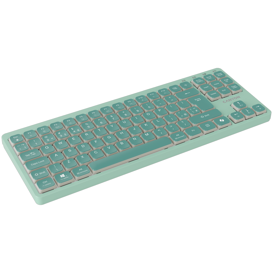 Механична TKL геймърска клавиатура с нископрофилни суичове CANYON OnType 10 TKL, 90 клавиша, LED подсветка, USB кабел 1.8м, Зелена - CNS-HKB10GR - 3