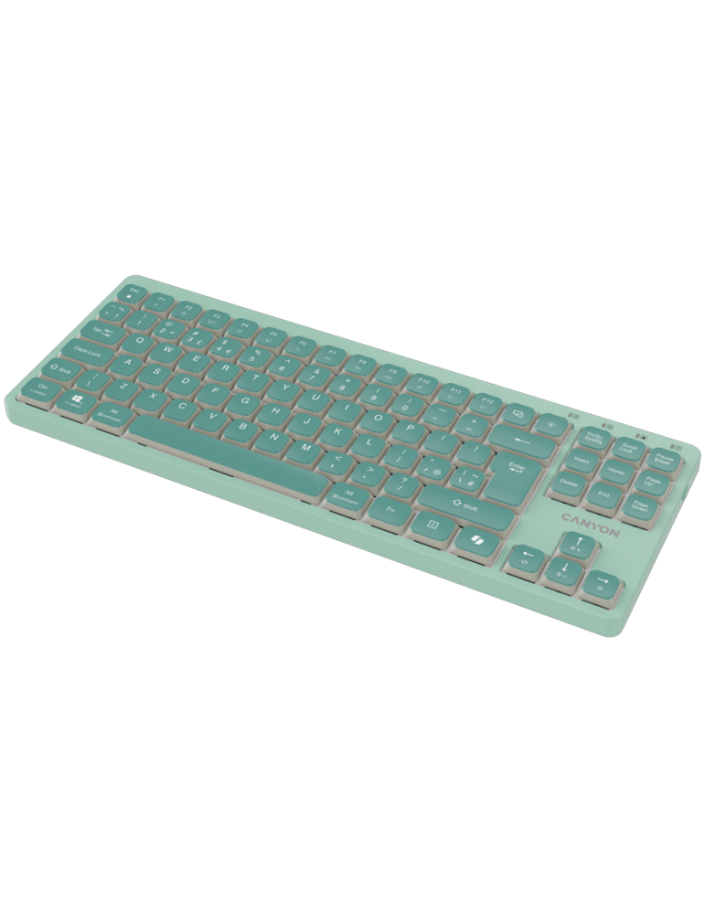 Механична TKL геймърска клавиатура с нископрофилни суичове CANYON OnType 10 TKL, 90 клавиша, LED подсветка, USB кабел 1.8м, Зелена - CNS-HKB10GR - 4