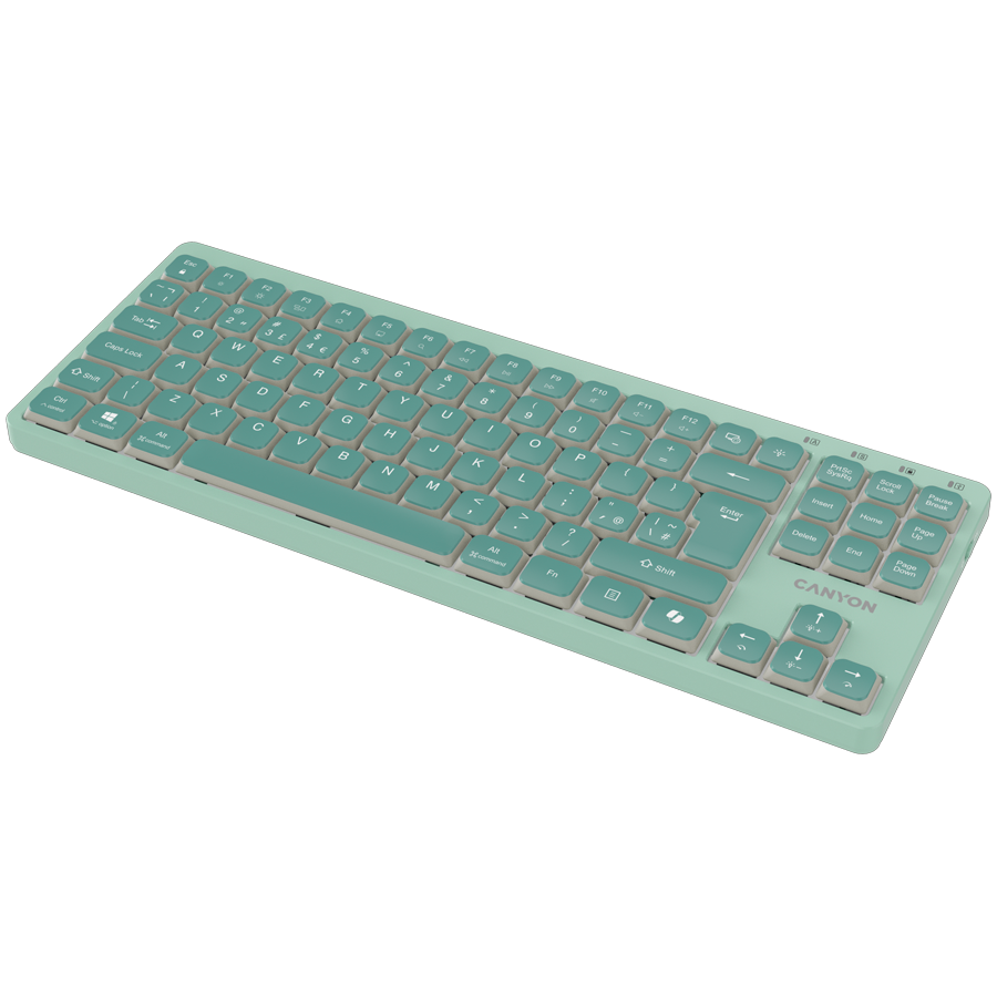 Механична TKL геймърска клавиатура с нископрофилни суичове CANYON OnType 10 TKL, 90 клавиша, LED подсветка, USB кабел 1.8м, Зелена - CNS-HKB10GR - 4