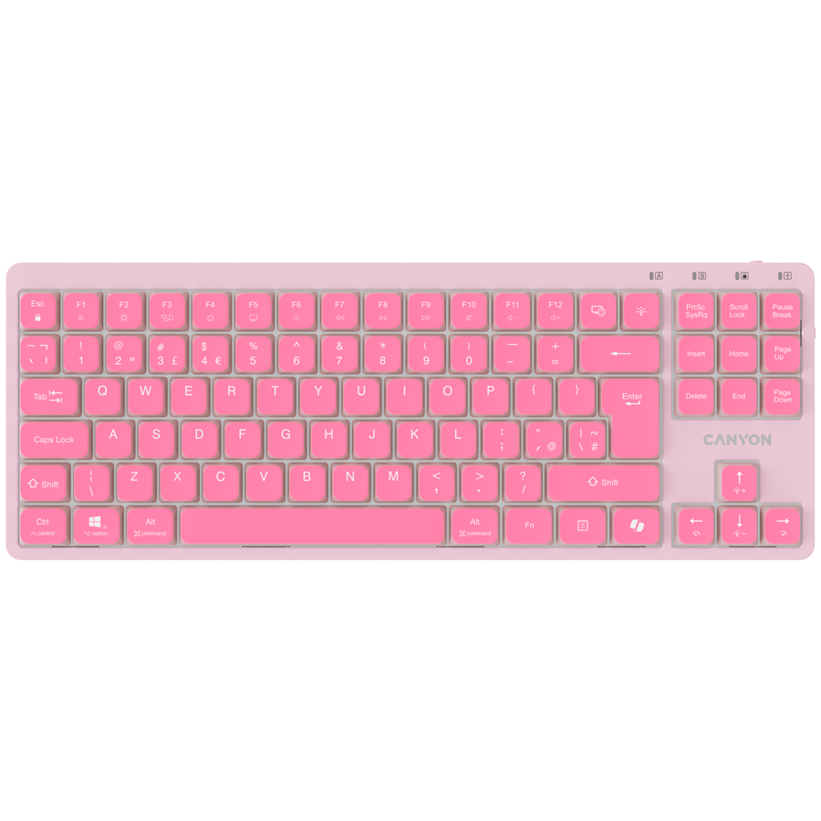 Механична TKL геймърска клавиатура с нископрофилни суичове CANYON OnType 10 Low Profile, TKL 90 клавиша, LED подсветка, USB с кабел - CNS-HKB10P - 1