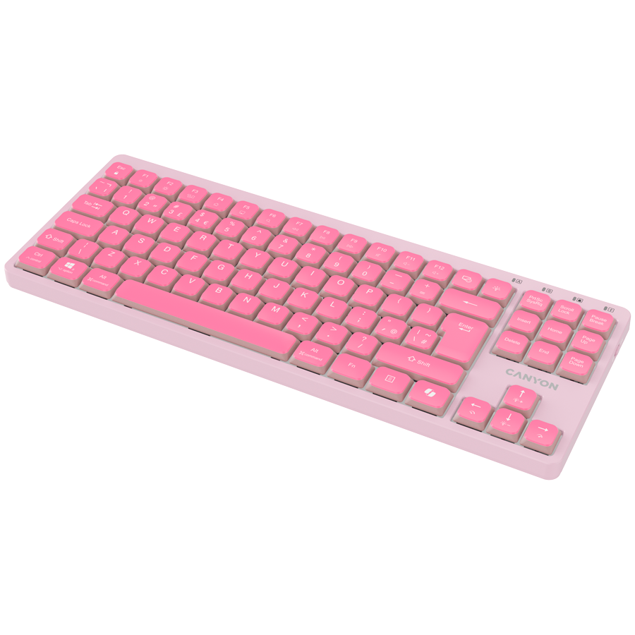 Механична TKL геймърска клавиатура с нископрофилни суичове CANYON OnType 10 Low Profile, TKL 90 клавиша, LED подсветка, USB с кабел - CNS-HKB10P - 4