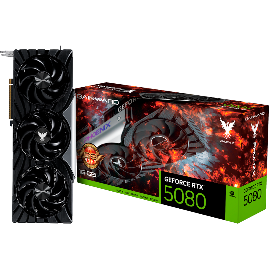 Видео карта Gainward GeForce RTX 5080 Phoenix GS, 16GB GDDR7 256bit, 1x HDMI 2.1b, 3x DP 2.1b - NE75080S19T2-GB2031X - 1