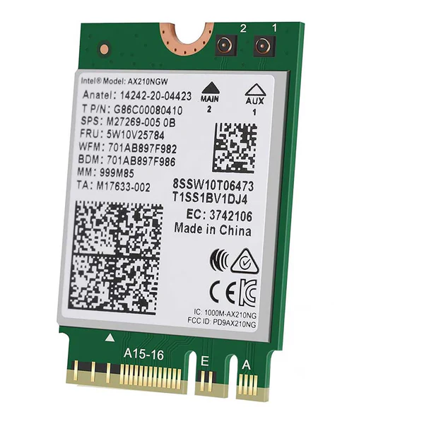 Мрежова карта Intel Wi-Fi 6E AX210, M.2 2230, Wi-Fi 6E 802.11ax, Bluetooth 5.2, 2x2 - AX210 - 1