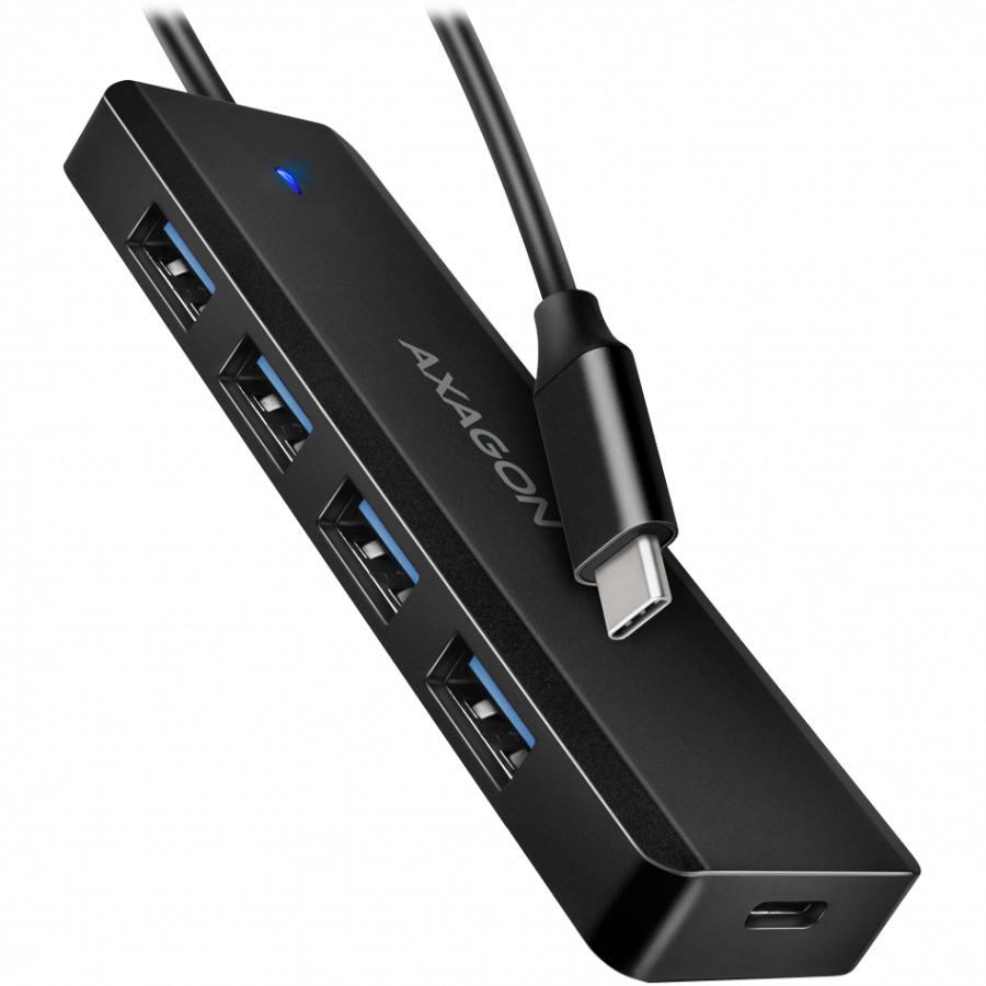 USB хъб AXAGON HUE-C1C, 4x USB 3.2 Gen 1, USB-C захранване, 20cm кабел - HUE-C1C - 1