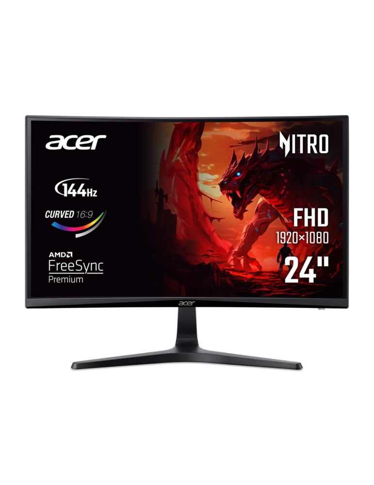Монитор Acer ED240QP0BI, 23.6" VA 1920x1080 144Hz, 1ms, 99% sRGB, FreeSync, Curved - UM.UE0EE.004 - 1