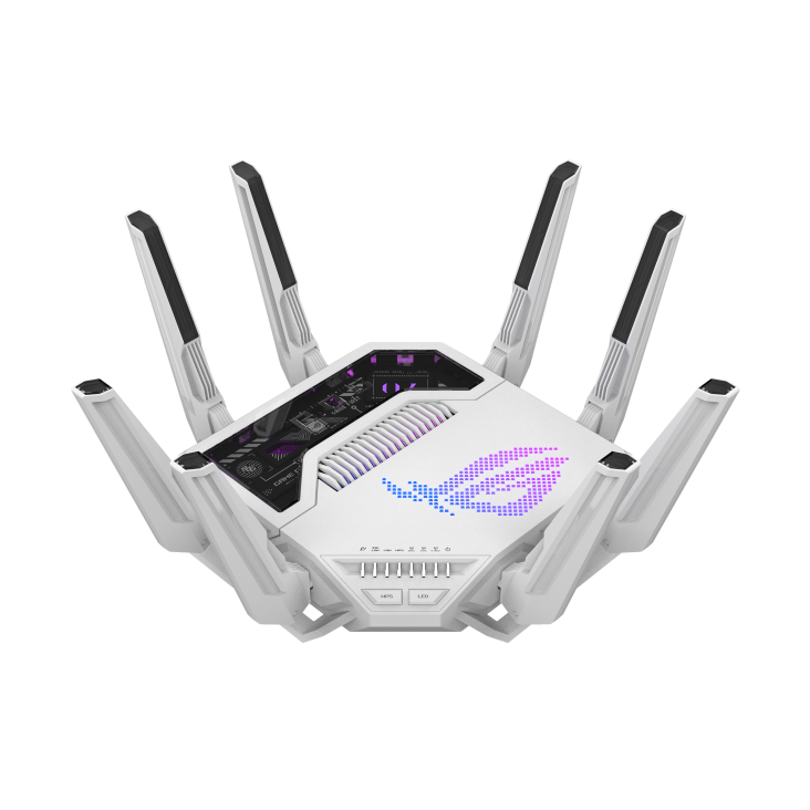 Рутер ASUS ROG Rapture GT-BE19000AI, WiFi 7 BE19000, Tri-Band 2.4GHz/5GHz/6GHz, Quad-core 2.6GHz, 4GB RAM - 90IG09S0-MO9A0C - 1