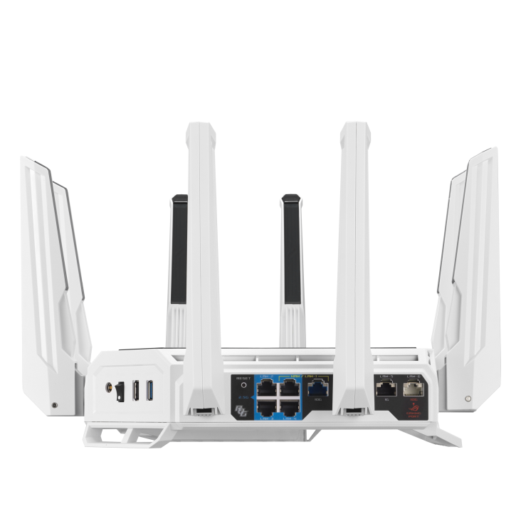 Рутер ASUS ROG Rapture GT-BE19000AI, WiFi 7 BE19000, Tri-Band 2.4GHz/5GHz/6GHz, Quad-core 2.6GHz, 4GB RAM - 90IG09S0-MO9A0C - 5