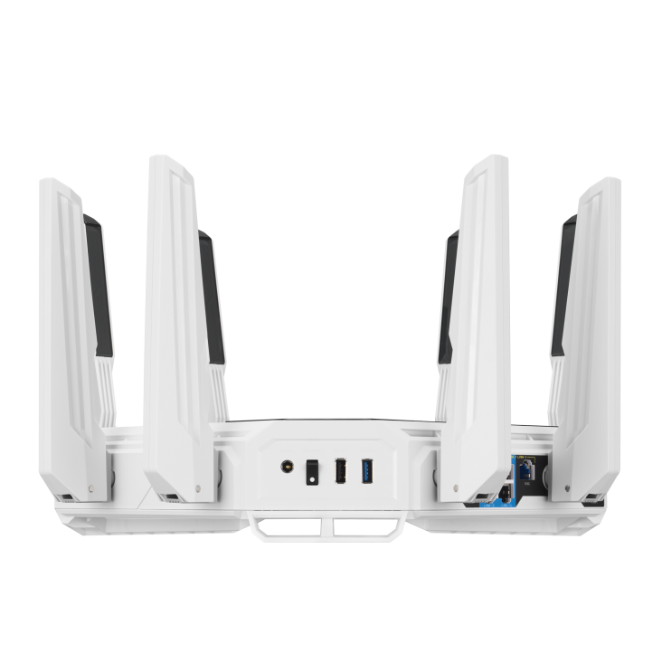Рутер ASUS ROG Rapture GT-BE19000AI, WiFi 7 BE19000, Tri-Band 2.4GHz/5GHz/6GHz, Quad-core 2.6GHz, 4GB RAM - 90IG09S0-MO9A0C - 6