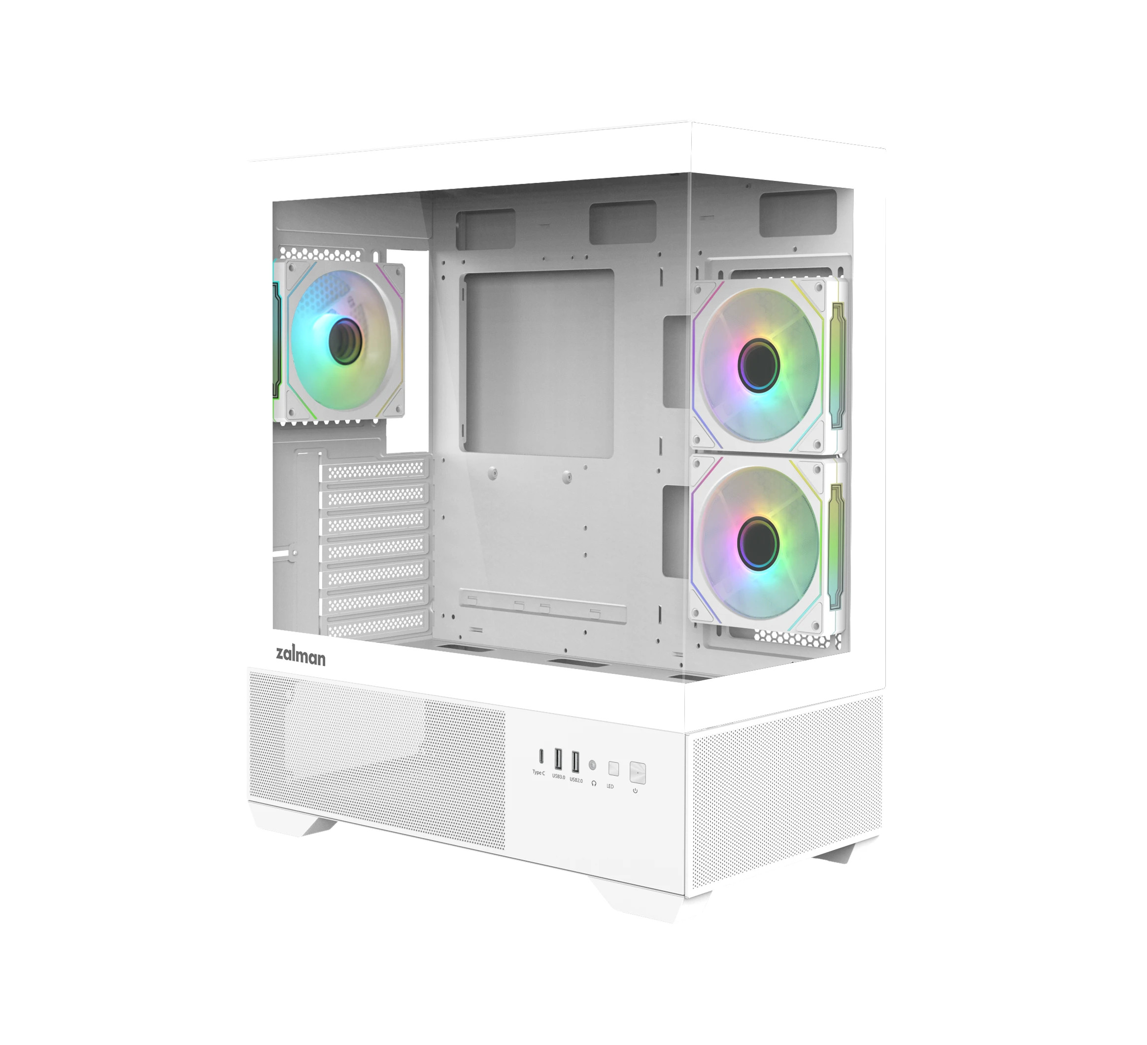 Компютърна кутия Zalman Chronix White V2 ATX, Middle Tower, 3x120mm A-RGB, USB-C, Tempered Glass