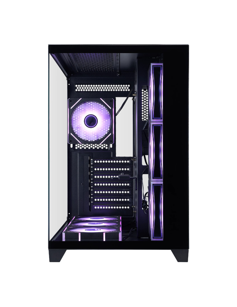Кутия 1stPlayer MEGAVIEW MV8 Black, ATX/mATX/Mini-ITX, Middle Tower, 7x120mm A-RGB вентилатора, Tempered Glass, Черна - MV8-TP-BK-6FC7R-1FC7 - 2