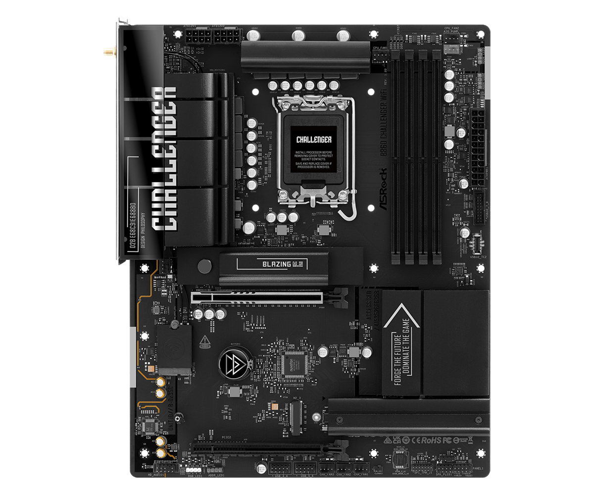 Дънна платка ASROCK B860 Challenger Wi-Fi, Socket 1851, 4x DDR5, PCIe 5.0, ATX - 4711581494190 - 2