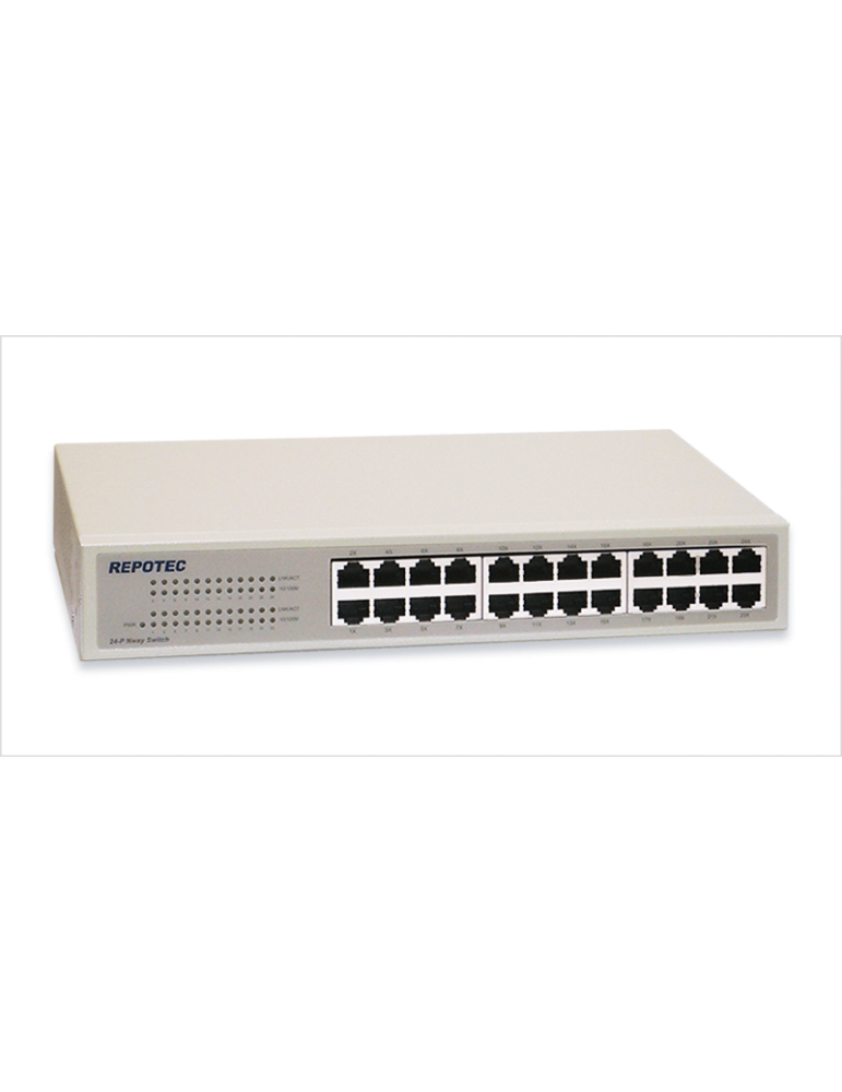 Суич Repotec RP-1724DR/L, 24x 10/100Mbps, 19" rack mount - RP-1724DR/L - 1