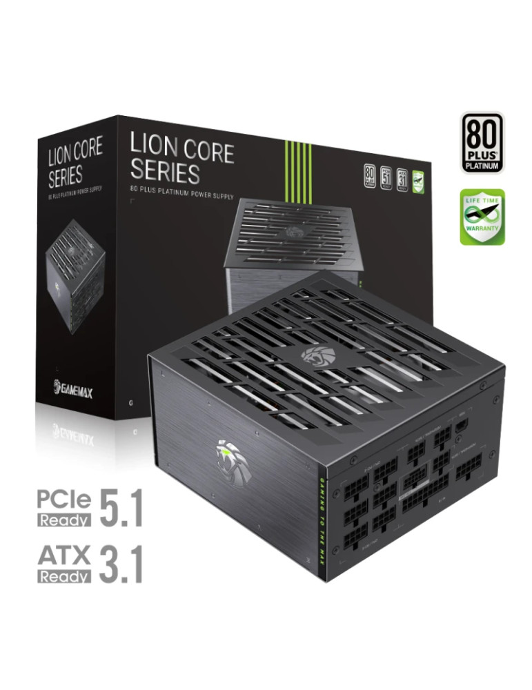 Захранване Gamemax Lion Core 1000P, 1000W ATX 3.1, 80Plus Platinum, Full Modular, 135mm вентилатор - 2155-1000R0002 - 10