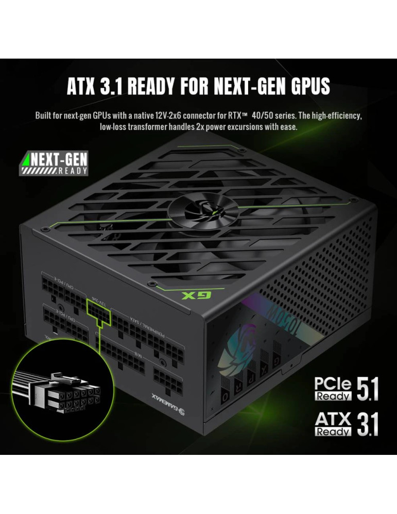 Модулно захранване Gamemax GX PRO 1050G, 1050W ATX 3.1 Gold Modular - GX PRO 1050G - 4