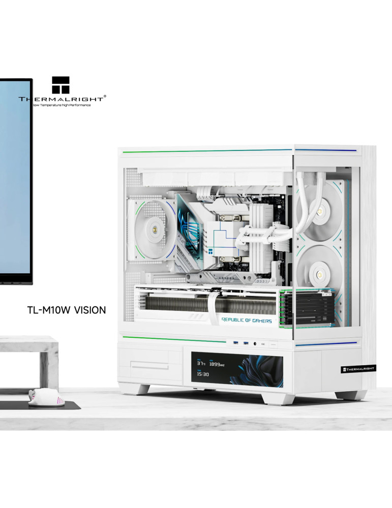 Кутия за компютър Thermalright TL-M10 Vision White, mATX, Mini Tower, 4x120mm ARGB, 9.16" LCD дисплей, USB-C - TL-M10-VISION-WH-FAN4-M - 2