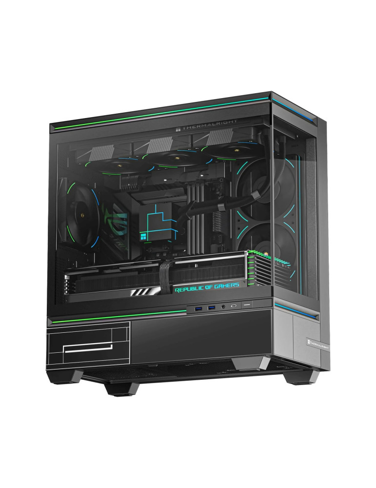 Кутия за компютър Thermalright TL-M10 Black, mATX Mini Tower, 4x120mm ARGB, Tempered Glass - TL-M10-BK-FAN4-M - 1