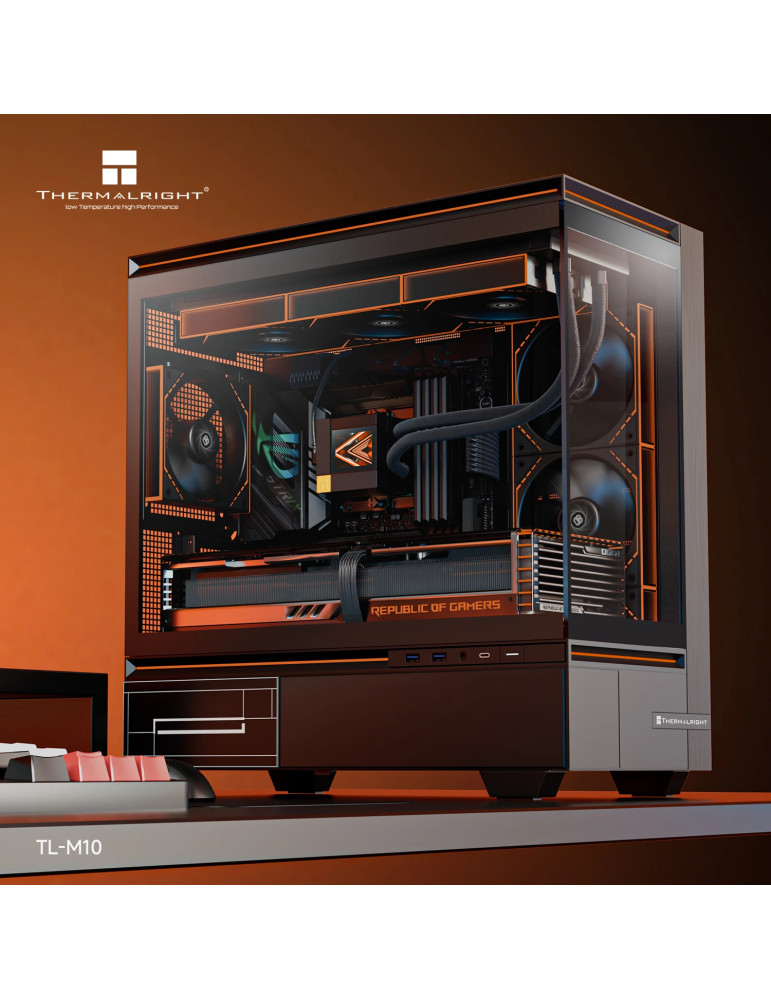 Кутия за компютър Thermalright TL-M10 Black, mATX Mini Tower, 4x120mm ARGB, Tempered Glass - TL-M10-BK-FAN4-M - 4