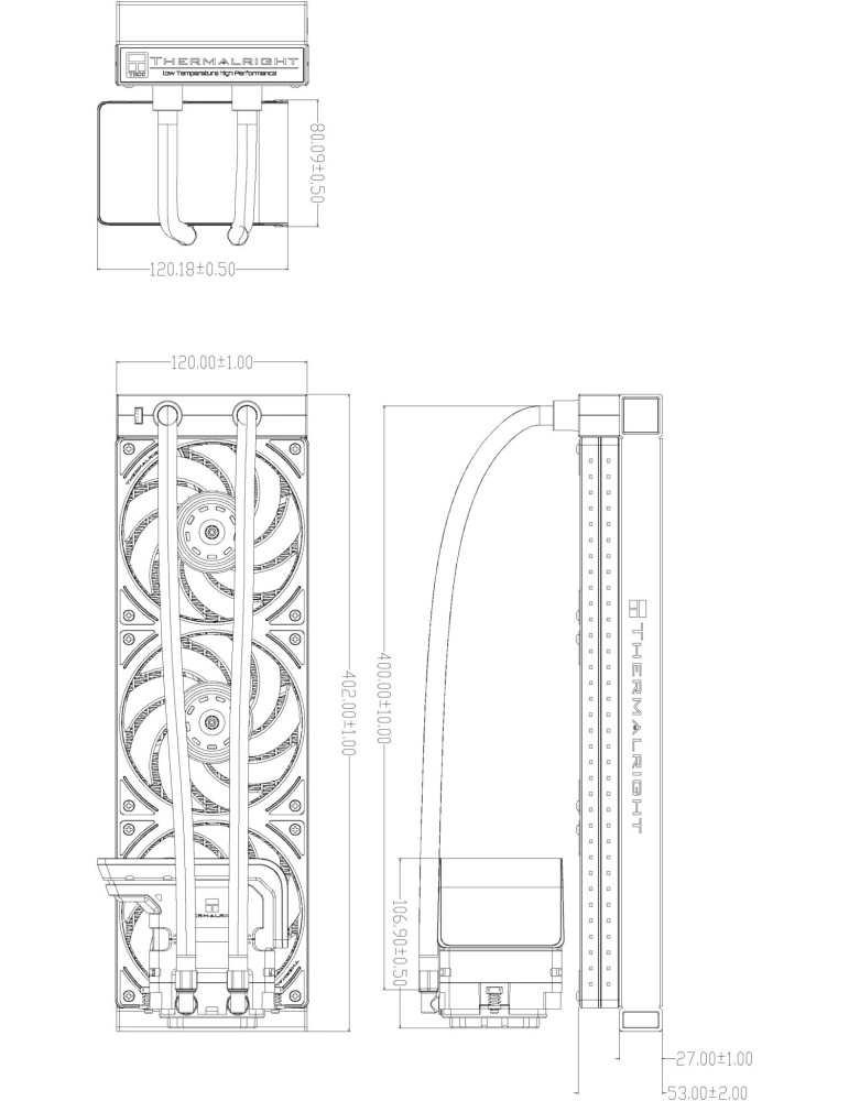 Водно охлаждане за процесор Thermalright Wonder Vision 360 UB, 360mm радиатор, 3x120mm вентилатора 2150 RPM, ARGB, Magnetic Curve OLED дисплей, съвместимост Intel/AMD - WONDER-VISION-360-UB-ARGB-WH - 3